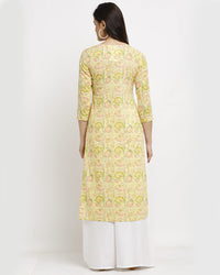 Rajnandini Women's  Yellow Pure Cambric Cotton Jaipuri Printed Kurti (JOPLJPR85-P)