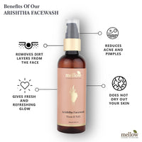 Mellow Herbals Ayurvedic Arishtha Facewash with Neem, Aloe Vera & Tulsi | Anti-Acne & Oil Control Face Cleanser | Deep Cleansing, Hydrating & Healing Formula | Sulphate-Free & Ayush Certified | 100ml