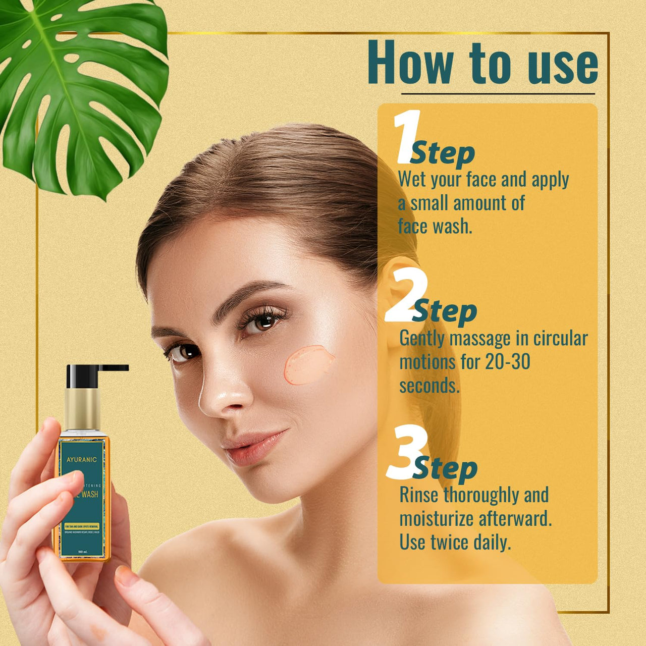 Ayuranic Tan & Dark Spots Removal Ayurvedic Face Wash For Glowing & Even Skin Tone | Kumkumadi Oil, Rose Water, Turmeric For Oily & Acne Prone Skin | Ayush Certified | (11 Natural Herbs, 100 ml)