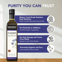 HESTHETIC Virgin Cold Pressed Flaxseed (Alsi) Oil | 100% Pure & Natural - 250 ml | Glass Bottle