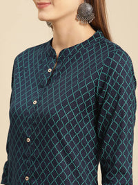 rangita Women Cotton Front Button Placket Calf Length A line Kurti