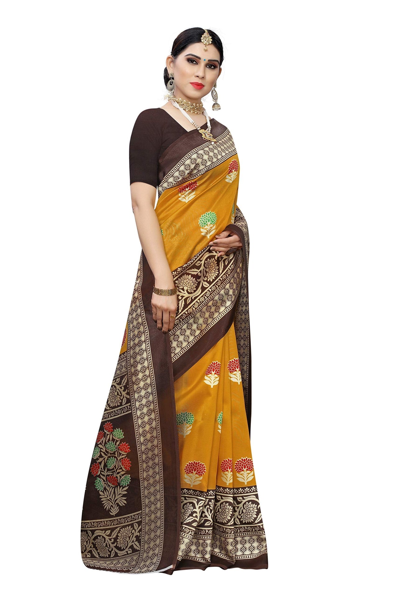 Tarshika Womens Art Silk Saree With Blouse Piece (PITTY_Free Size)