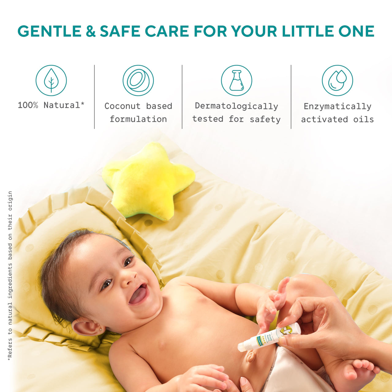 EQUALSTWO Tummy Roll On For Baby, 10ml, 100% Natural Hing Roll On For New Born Babies with Heeng, Ajwain & Virgin Coconut Oil, Colic & Gas Relief, Dermatogically Tested, Pack 1