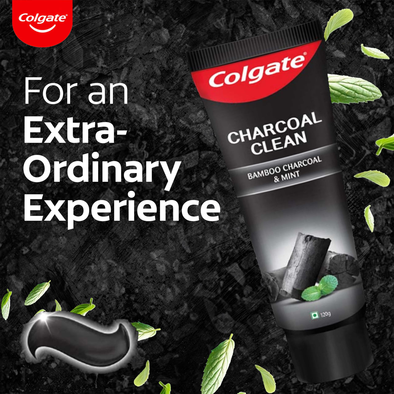 Colgate Charcoal Clean Black Gel Toothpaste, Combo Pack of 240g (120g x2) Deep Clean Tooth paste With Bamboo Charcoal & Wintergreen Mint For Plaque Removal & Tingling Fresh Mouth Experience