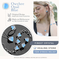 Leafael Women’s Silver Plated Infinity Love Heart Pendant Necklace with Birthstone Crystals, Jewelry Gifts for Her, 18 + 2 inch Chain, Anniversary Birthday Mother's  Necklaces for Wife Mom Girlfriend 18-Communication-Owyhee Opal Blue