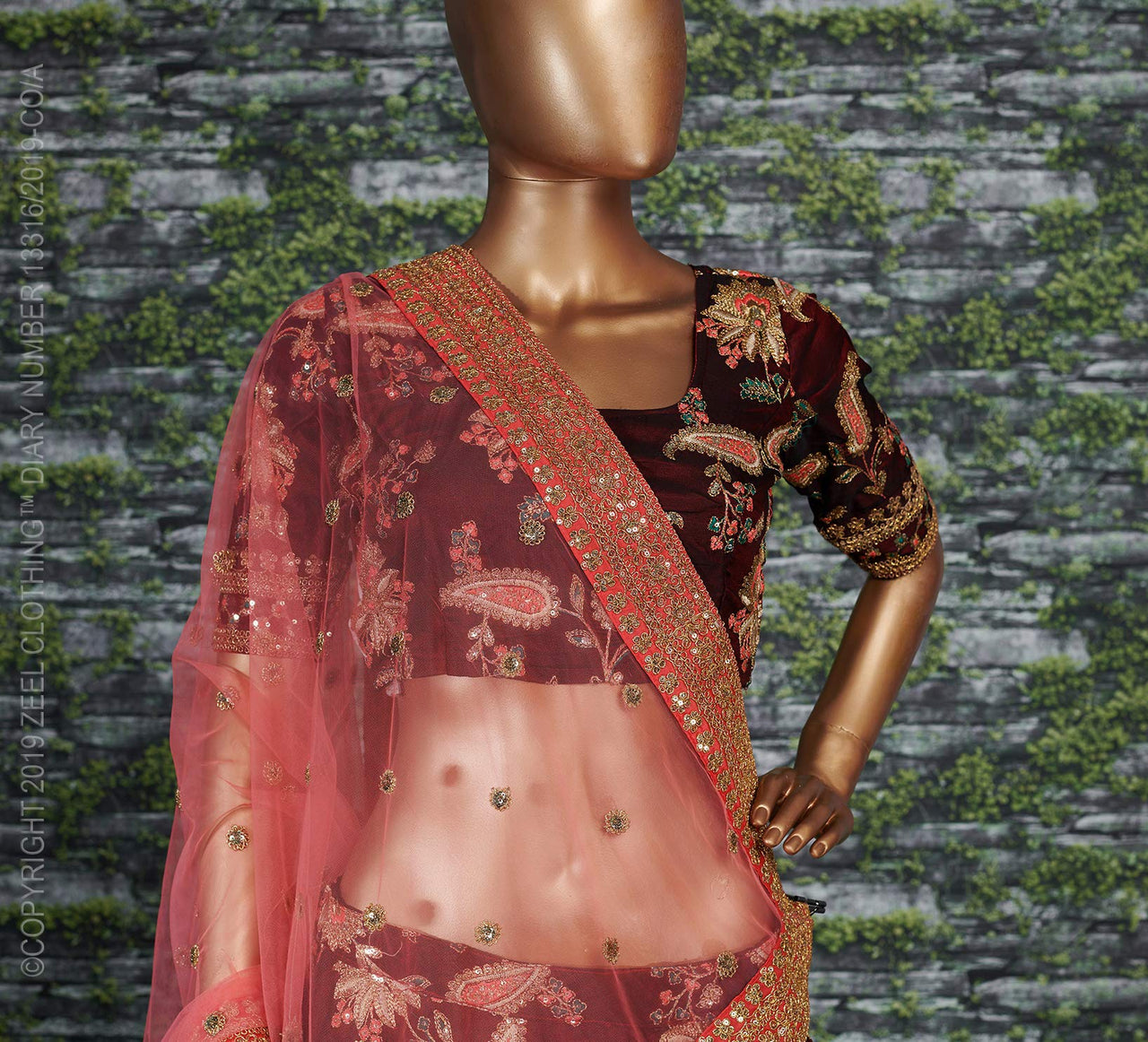 Zeel Clothing Women's  Silk Semi-Stitched Lehenga Choli (7034-Wedding-Bridal-Latest-New; Free)