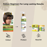 INDUS VALLEY Natural Damage Free Gel Colour Medium Brown With Colour Protection Shampoo (200 ml) + Hair Ultima Spa (175 ml)