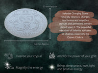 Amazing Gemstone Selenite Palm Stone - OM Engraved Hot Massage Worry Stone for Natural Body Chakra Balancing, Reiki Healing and Crystal Grid Selenite (Om Engraved)