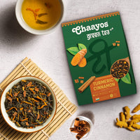 Chaayos Turmeric Cinnamon Green Tea | Turmeric Cinnamon Tea | Whole Leaf Loose Tea | Immunity Boosting - 100g [50 Cups] | Antioxidant Green Tea | Green Tea
