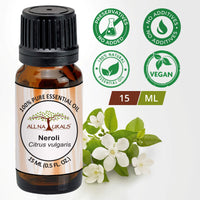 All Naturals Neroli Essential Oil 100% Pure for Clear Face, Glowing Skin, Sound Sleep & Diffusers, Deep Citrusy Floral Aroma - 15 mL