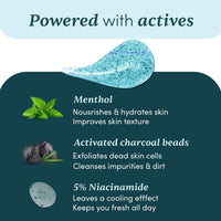 Man Matters 3 in 1 Action Charcoal & Menthol Body Wash | With Menthol, 5% Niacinamide & Activated Charcoal Beads | For Instant Cooling, Odor Protection & Improves Skin texture | 250ml