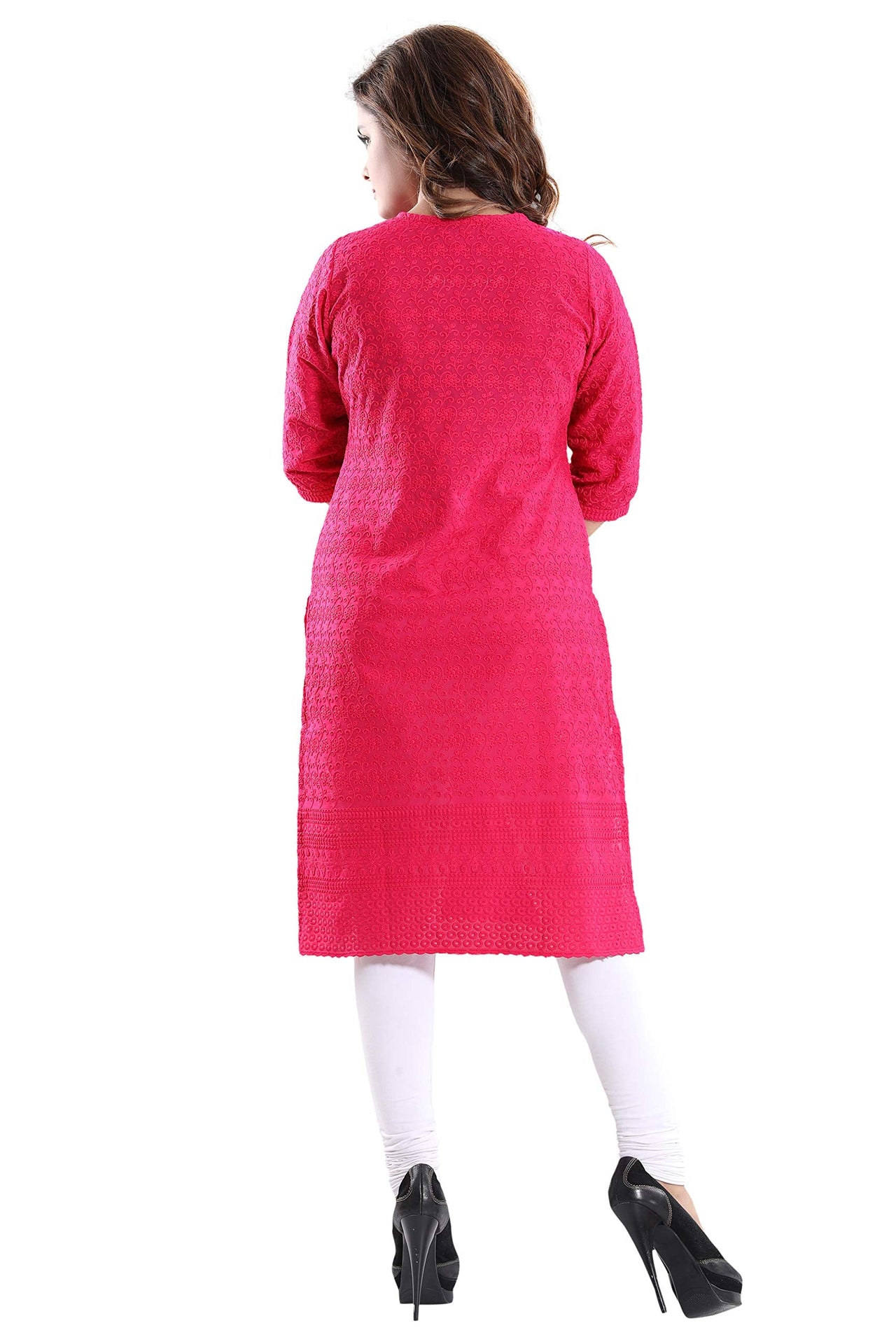 QUEEN SHIELD Women's  Formal & Casual Cotton Chikan-Kari Kurta (4444.)