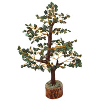 Green Aventurine Gemstone Tree of Life - Crystal Tree for Positive Energy, Feng Shui Decor - Handmade Chakra Tree, Good Luck - Money Bonsai, Healing Stones, Meditation Accessories, Spiritual Gift Green Aventurine (Golden Wire)