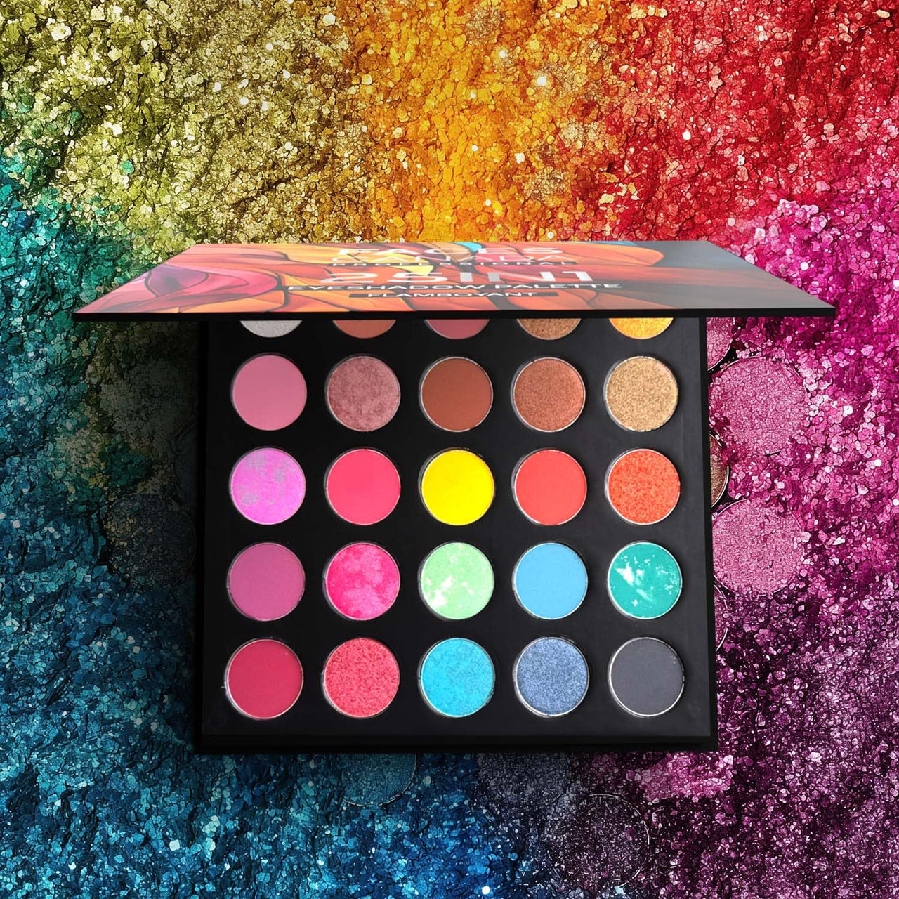 FACES CANADA Professional 25 IN 1 Eyeshadow Palette - Flamboyant, 27.5g | High Shine Shimmer & Intense Velvety Matte Finish | Highly Pigmented | Long Lasting | Smooth Texture | Easily Blendable