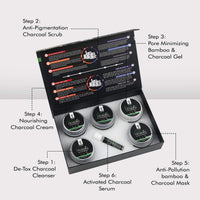 NutriGlow Natural’s Bamboo Charcoal Facial Kit with Activated Charcoal for Deep Cleansing, (250g+10ml)