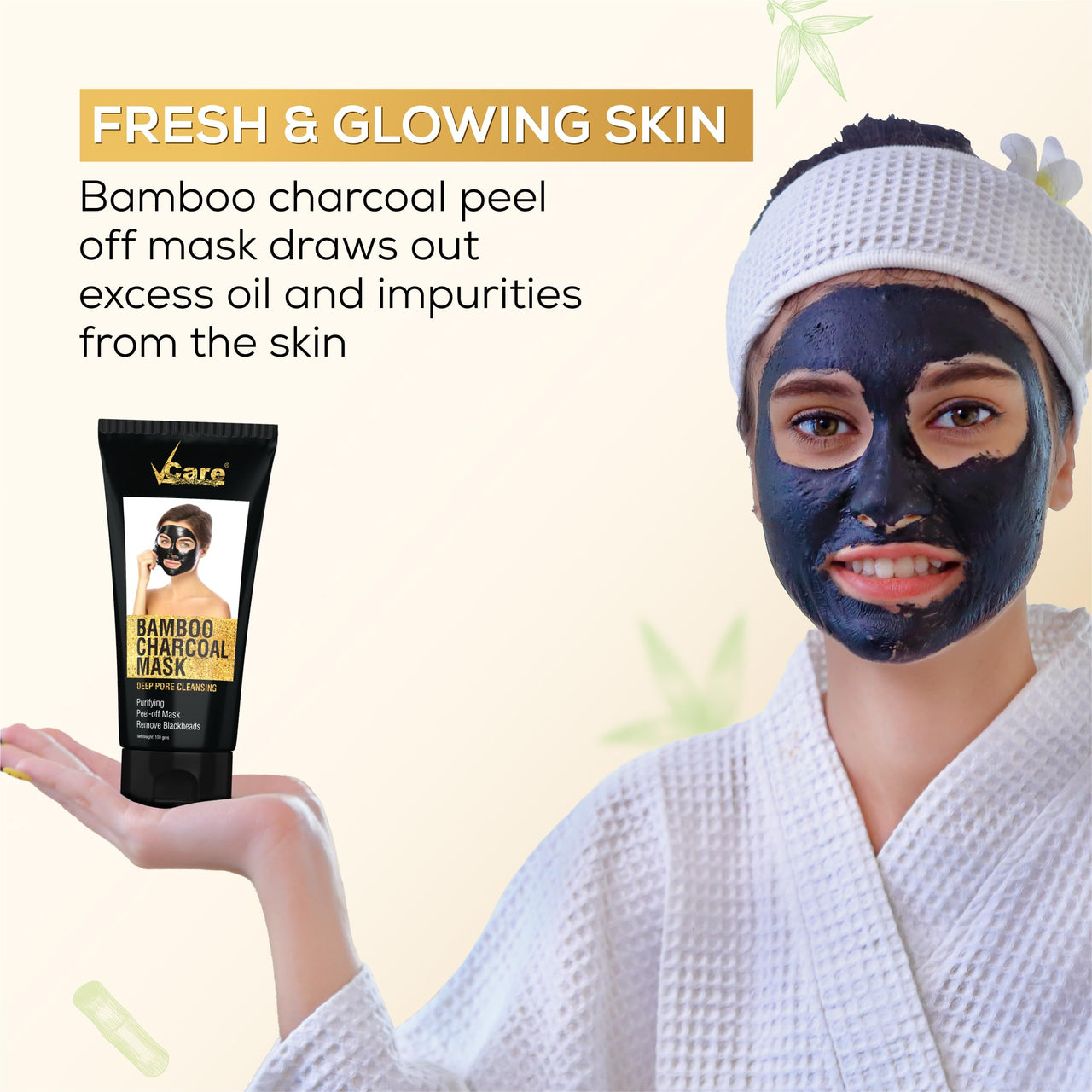 VCare Activated Charcoal Peel Off Mask for Women and Men Deep Pore Cleansing Skincare Kit | Removes Blackheads, Whiteheads and Deep Skin Purifying Face Mask -100g