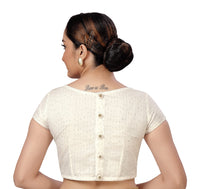 X3 Women's  Polyester Cap Sleeves Chanderi Silk Sequin Embroidered Saree Blouse