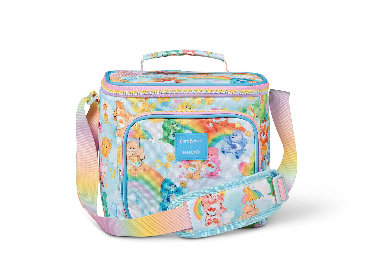 Igloo 90s Retro Collection Square Lunch Box Cooler with Front Pocket and Adjustable Strap Carebears