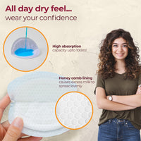 LuvLap Ultra Thin Honeycomb Nursing Breast Pads, 96pcs, Disposable, High Absorbent,Discreet Fit