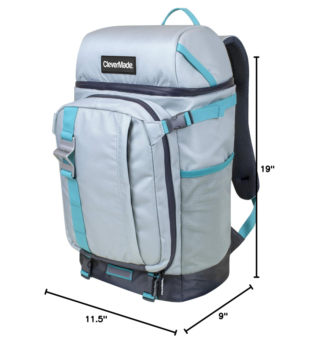 CleverMade Pacifica Backpack Coolers Insulated Leak Proof, Dusty Teal/Midnight - 24 Can Insulated Cooler Bag, Picnic and Beach Backpack Lunch Box - Cooler Backpack Made from Recycled Materials