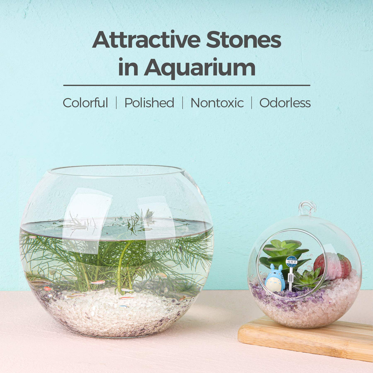 T4U Tumbled Chips Stones Crushed Crystal Quartz 1 LB, Irregular Shaped Gravels Pebbles Healing Stones, DIY Smoothed Rocks for Potted Plant,Resin Art,Vase Fillers Aquarium Gravel Rocks (Clear) #3 - Clear