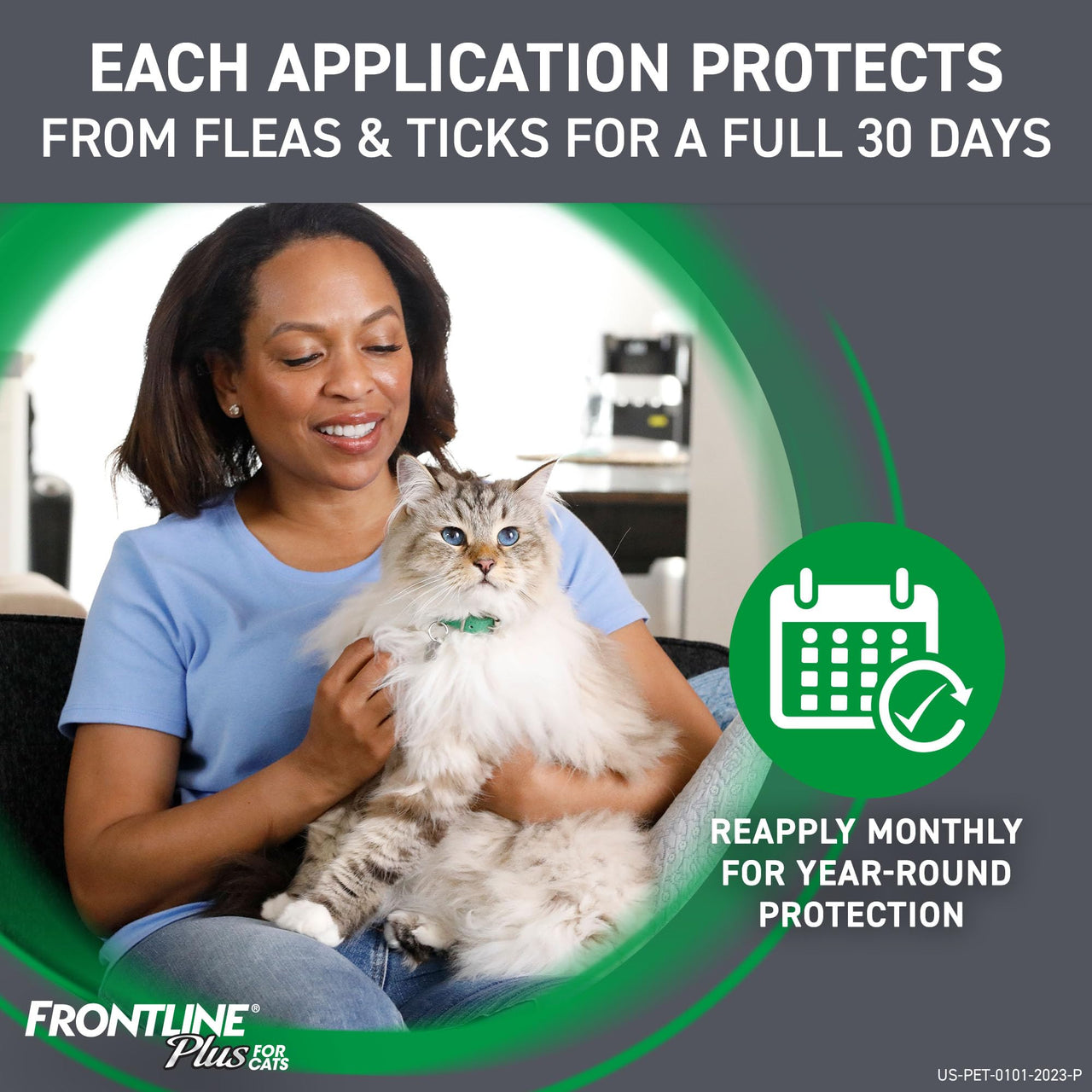 FRONTLINE Plus Flea and Tick Treatment for Cats Over 1.5 lbs., 8 Treatments 8 Count