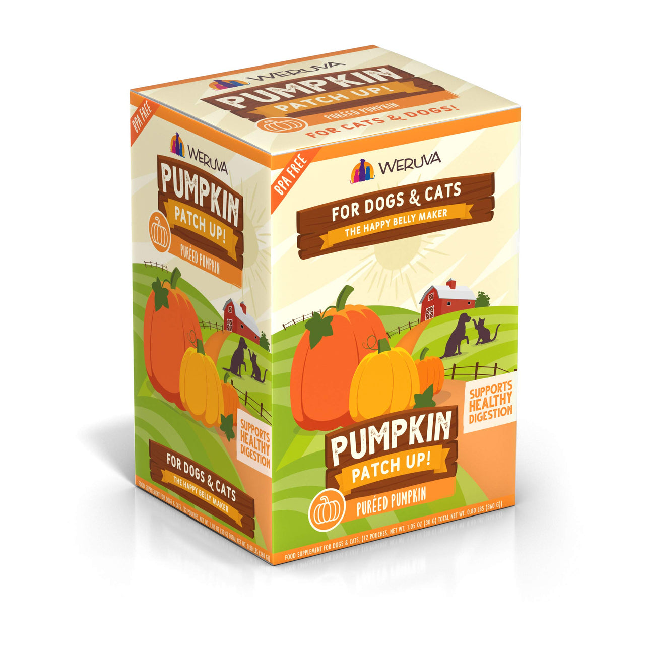Weruva Pumpkin Patch Up!, Pumpkin Puree Pet Food Supplement for Dogs & Cats, 1.05 Ounce (Pack of 12), Orange (0805)