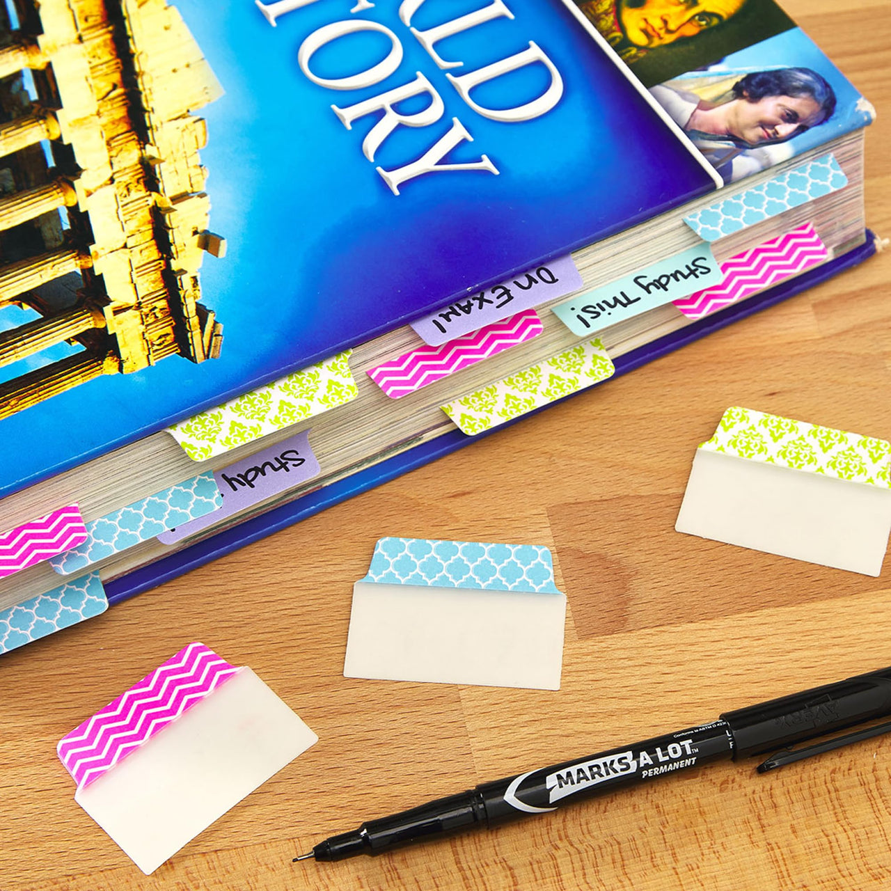 Avery Multiuse Ultra Tabs, 2" x 1.5", 2-Side Writable, Assorted Designs, 24 Repositionable Tabs (74774) 24 tabs