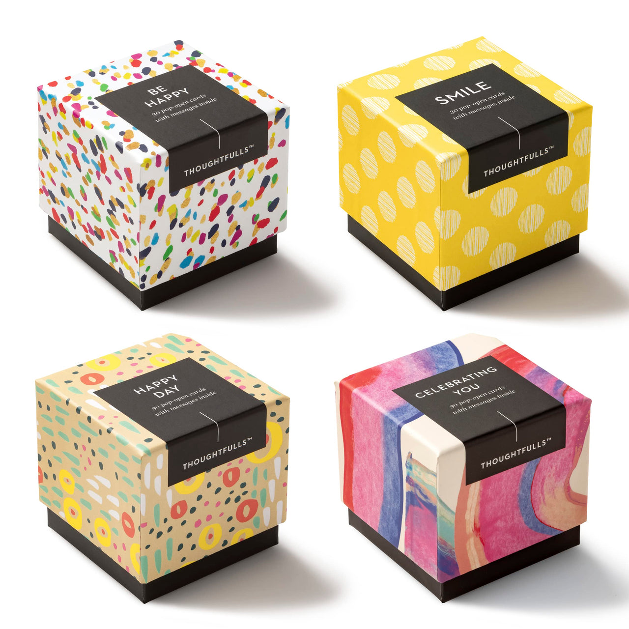 Compendium ThoughtFulls Pop-Open Cards — 4-Pack of Celebrating You, Be Happy, Happy Day, Smile — 120 Pop-Open Cards, Each with a Different Message Inside 4-Pack - Celebrating You, Be Happy, Happy Day, Smile
