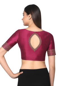 RENE Magenta Cotton Silk Hand Embroidered Stone Work Blouse