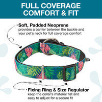 Max & Molly Soft Padded Neoprene Dog Collar w/Smart ID Gotcha! QR Pet Safety Tag, Durable, Waterproof, Anti-Stink, Machine Washable Collar for Dogs, Tropical Pattern, L