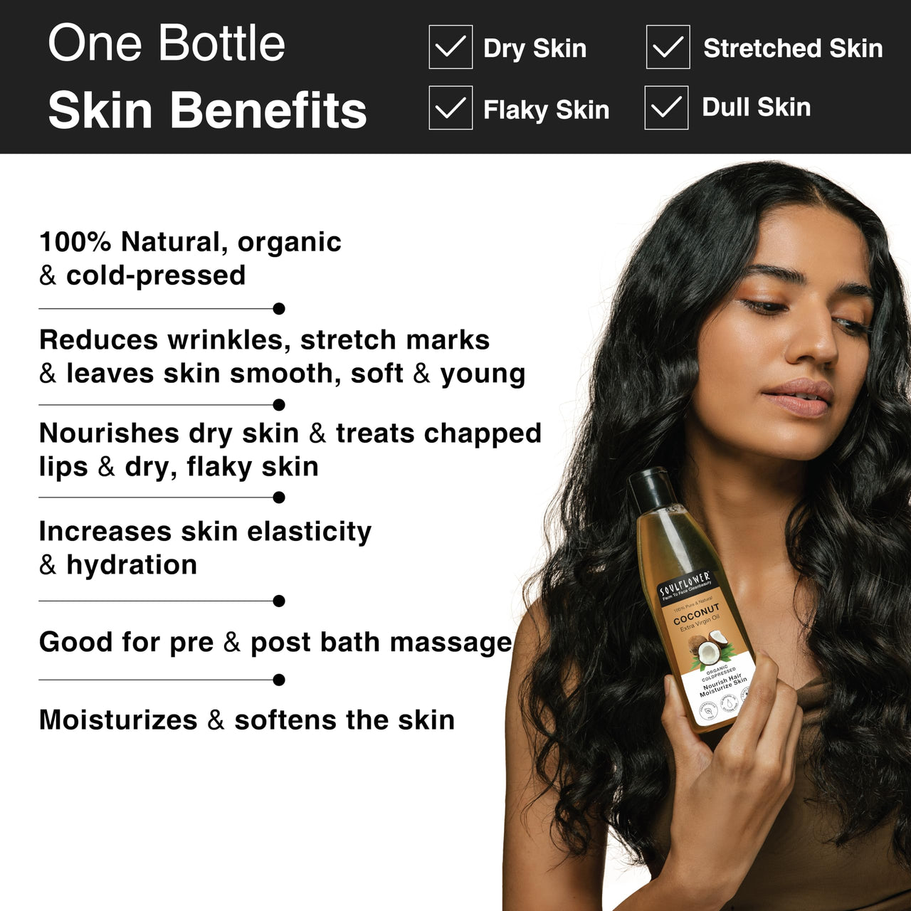 Soulflower Extra Virgin Coconut Oil | Clinically Proven for Hair Growth, Moisturizer, Damage Repair, Anti-Frizz, Baby & Body Massage | 100% Pure, Ecocert Organic Certified, No Mineral Oil, 120ml