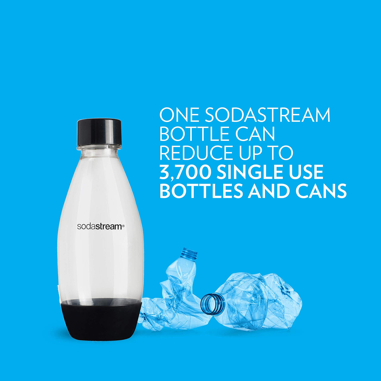 sodastream 0.5L Twin Pack Dishwasher Safe Slim Bottle (Black) Dishwasher Safe Black 0.5L Pack of 2