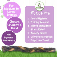 Nature Gnaws - Braided Twists for Dogs - Premium Natural Beef Dog Chew Treats - Combo of Bully Sticks and Beef Gullet - Long Lasting Training Reward 5 Count (Pack of 1)