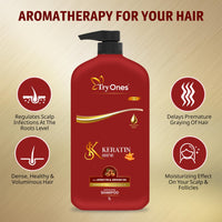 TryOnes Keratin Shampoo Smooth,for Straighter, Shinier Hair, with Keratin & Argan Oil, Nourishes Dry Hair, Controls Frizz, for Men & Women