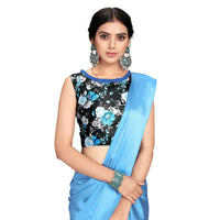 Cloud walker Women Soft Satin Silk Saree With Digital Printed Unstiched Blouse Piece(5.5m Saree +0.8m Blouse Piece).
