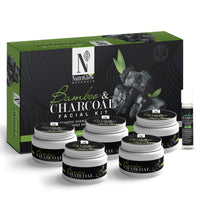 NutriGlow Natural’s Bamboo Charcoal Facial Kit with Activated Charcoal for Deep Cleansing, (250g+10ml)