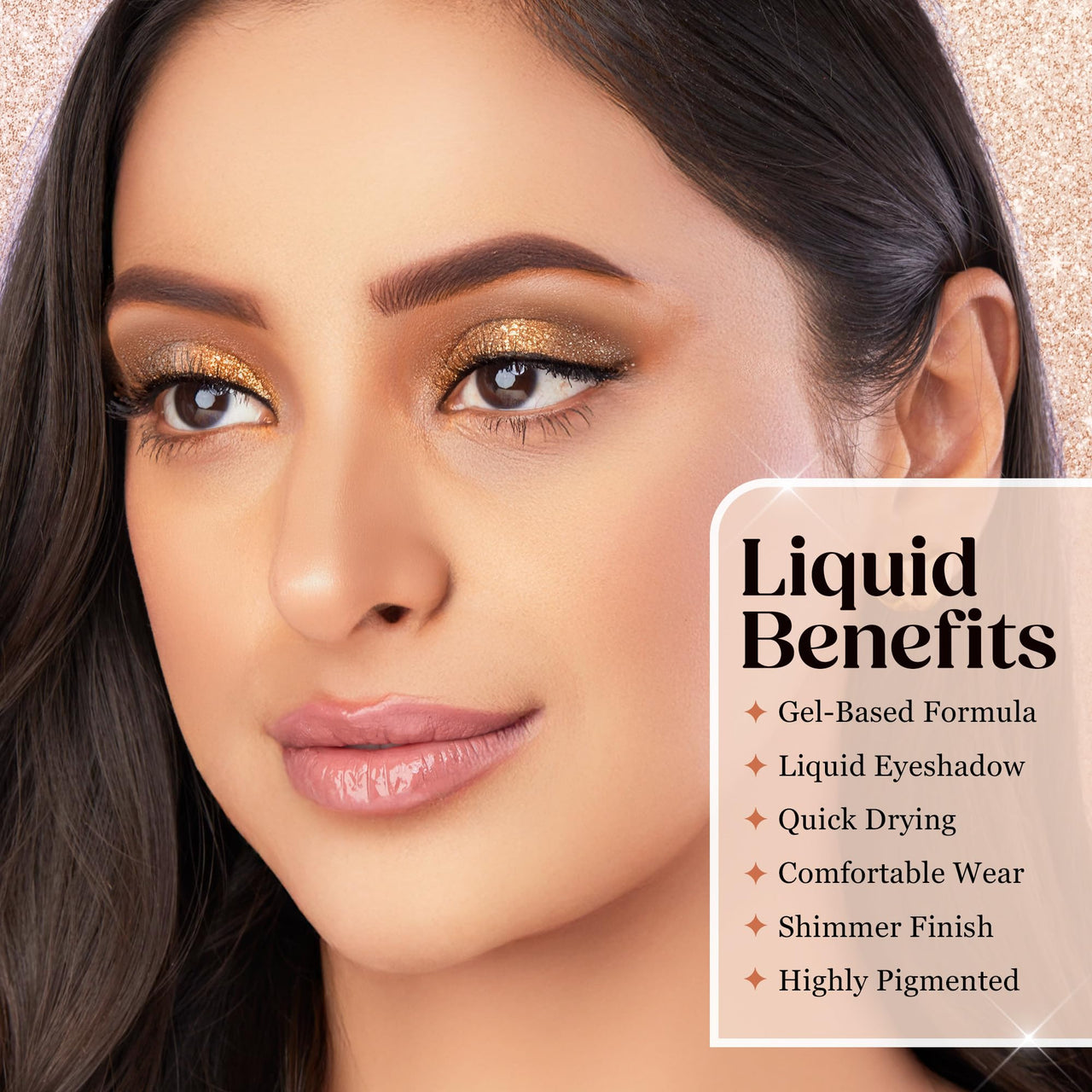 Hilary Rhoda Showstopper Liquid Eyeshadow | Gel-Based Formula | Shimmer Finish | Highly Pigmented | Blends Easily | Create Versatile Looks | 2ml (Moon Pink - Shade 01)