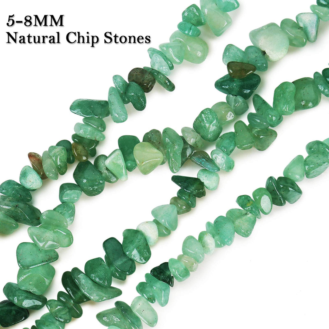 456 PCs Natural Chip Stone Beads, 5-8mm Irregular Multicolor Gemstones Loose Crystal Healing Green Aventurine Rocks with Hole for Jewelry Making DIY Crafts