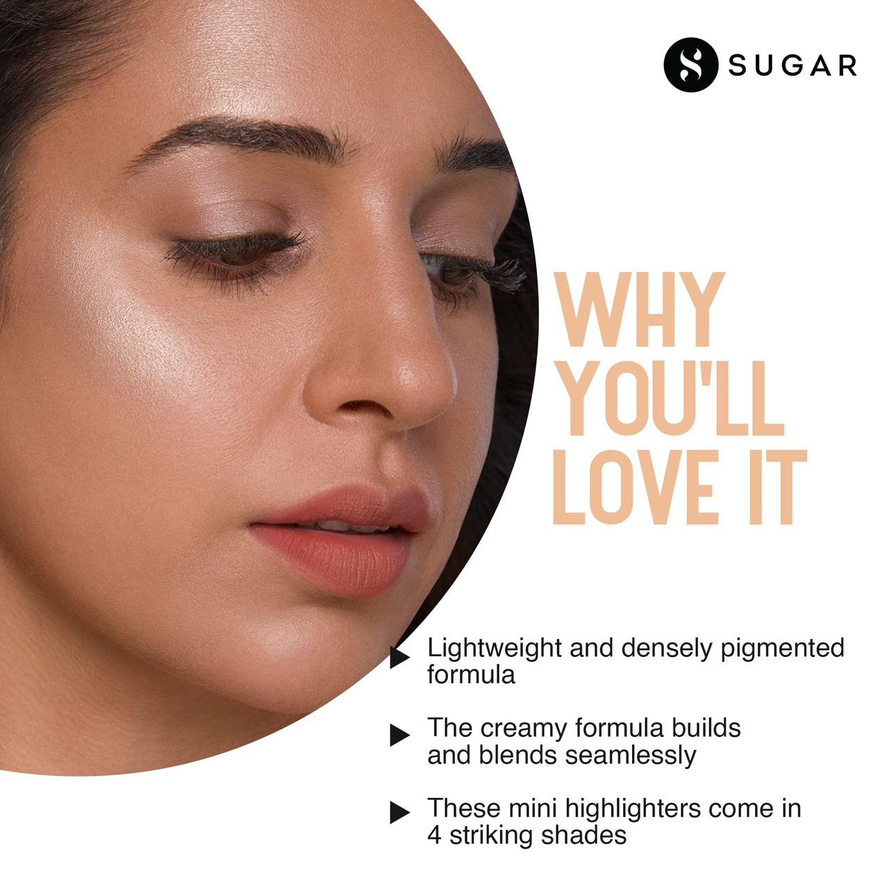 SUGAR Cosmetics Contour De Force Mini Highlighter - 01 Champagne Champion (Champagne Gold) Lightweight, Easily Blendable, Illuminating Bronzer, Matte Finish