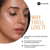 SUGAR Cosmetics Contour De Force Mini Highlighter - 01 Champagne Champion (Champagne Gold) Lightweight, Easily Blendable, Illuminating Bronzer, Matte Finish