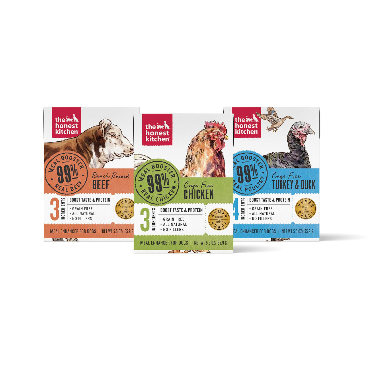 The Honest Kitchen 99% Meat Protein Boosters Variety 3-Pack, 5.5 oz x3