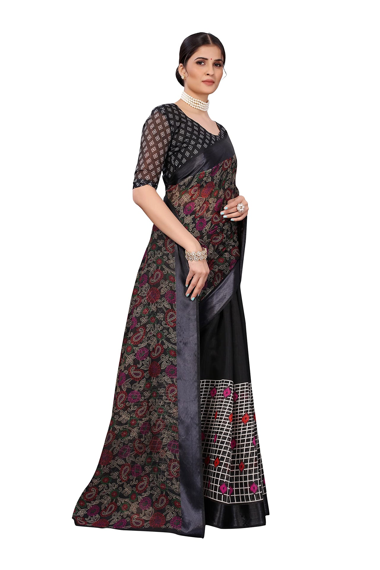 Yashika Women's  Linen Saree Maroon