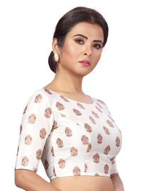 X3 Women's  Brocade Readymade Saree Blouse with Golden Bootas 38