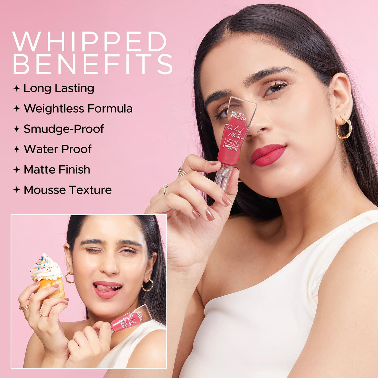 Hilary Rhoda Touch Of Mousse Lipstick | Matte Finish & Long Lasting | Infused with Vitamin E | Weightless & Liquid Lipstick with Mousse Finish | Smudge & Water Proof | Vegan - 5ml (Vintage Rust - Shade 07)
