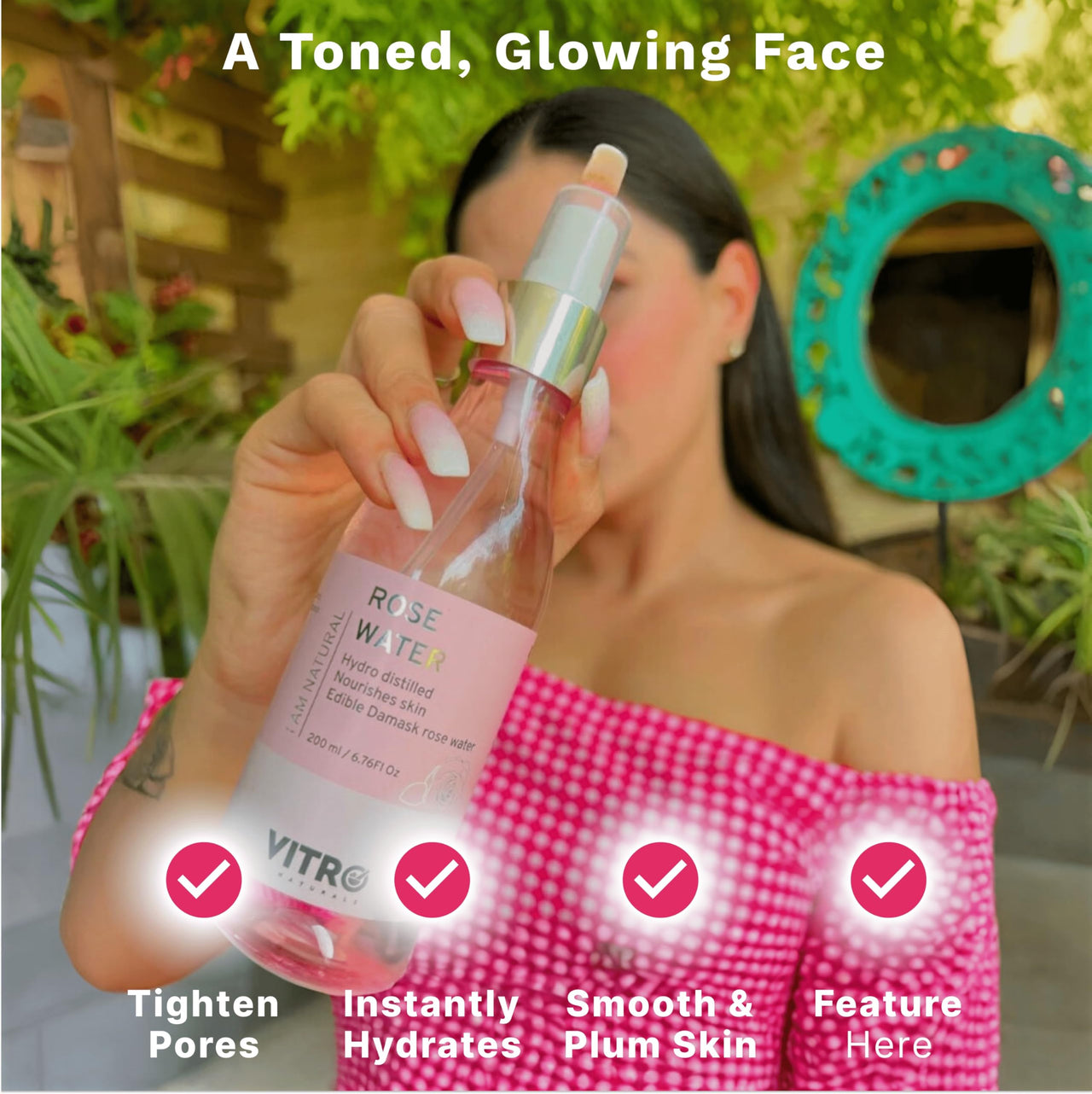 Vitro Rose Water spray for face Value Pack 2x200ml