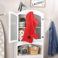 Bone Dry Pet Robe Collection, Embroidered Absorbent Microfiber Bath Robe with Adjustable Closure, for Dogs & Cats, Medium, Red