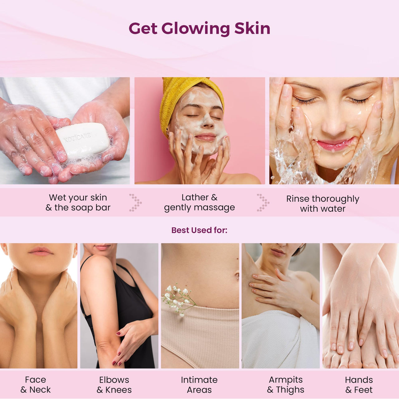 Kozicare Kojic Acid Soap & Glutathione Soap | Body Tan Removal Soap | Bath Soap for Men & Women | Bath Soap Combo Offers | Reduces Dark Spots & Hyperpigmentation | For Glowing Skin - Pack of 3