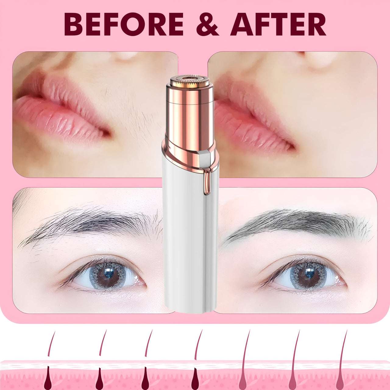 Eyebrow Trimmer | Facial Hair Removal Machine For Women | Private Part Epilator | 200 mah Rechargeable | 1 Year Warranty | Chin Cheek Upper Lip Remover Razor