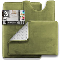 Clara Clark 2 Piece Bathroom Rugs Bath Mat Set, Velvet Memory Foam Bath Mats for Bathroom - Non-Slip, PVC Backing Bath Rugs, Washable Bathroom Rug Mats - Dries Quickly, Bathroom Rug Set - Green Solid 2 Piece Set Sage Green